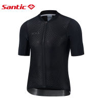 Santic ผู้ชายขี่จักรยานย์แขนสั้นจักรยานท็อปส์จักรยานเสื้อระบายอากาศถนน MTB เสื้อยืดซิปขี่จักรยานเสื้อผ้า M2C02229H