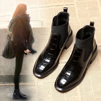 COD dsdgfhgfsdsss Womens Autumn Single Boots Mid-heel Martin Boots British Style Thick Heel Ankle Boots Fashion Short Boots