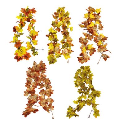 Artificial Silk Maple Leaves Vine Colorful Autumn Leaves Rattan Home Garden Decoration Garland Spine Supporters