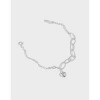 [COD] 645 Korean version of niche design sense minimalist temperament versatile love chain texture silver bracelet for women