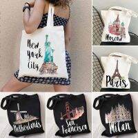 【jw】❐  Milan New Moscow Los Tajmahal San Francisco Netherlands Canvas Shopping Cotton Totes Handbags