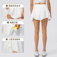 ﹉ lulu same style tennis loose breathable running fitness fake two pieces anti-light sports volleyball female