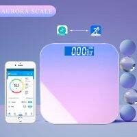 Electronic Bathroom Scale Bluetooth Digital Scale Smart Floor Scale LED Display Rainbow Gradient Aurora Body Fat Scales Sync App