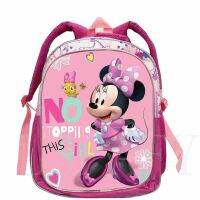 HOT★Disney Minnie Mouse 3D พิมพ์การ์ตูนกระเป๋าเป้สะพายหลังกระเป๋าเด็กอะนิเมะ Schoolbags เด็กซิปอนุบาล12นิ้ว Bookbag