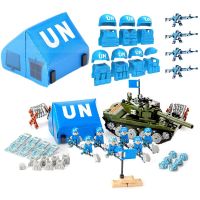 Modern UN Soldier Figure Military Building Blocks Vehicle Tanks Tents Obstacles Helmets Gun Weapon Accessories Bricks Toy P003 Building Sets