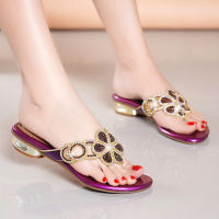 Beach Shoes Elegant Rhinestone Lady Fashion Slippers Flower Design Crystal Woman Shoes Flip Flop Sandals Ladies