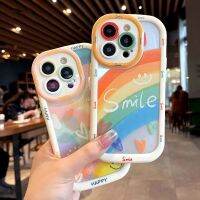 【Ready】? 14promax mobile phone case 13 rainbow love smile face ins style 11 advanced 12Pro drop-resistant female