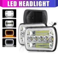 【สำหรับCar】【ledสำหรับMotorcycle】AUXBEAM 2Pcs 7  X 6  CSPไฟหน้าเหลี่ยมLEDสามแถวReflector 500W 50000LM