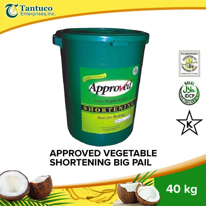 APPROVED Premium Vegetable Shortening (Lard) 40kg Big Pail Perfect for