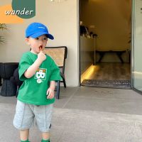 Wander ชุดเด็กผู้ชาย เสื้อยืดเด็กชาย ลายพิมพ์ตัวหนังสือหล่อ ชุดเซทผ้าฝ้ายแขนสั้น+กางเกงขาสั้น23610