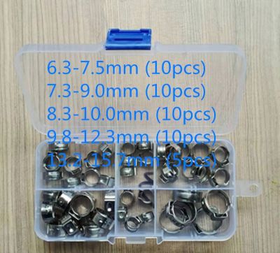 Free Shipping Pipe Clamp High Quality 45 PCS Stainless Steel 304 Single Ear Hose Clamps Assortment Kit Single With Box