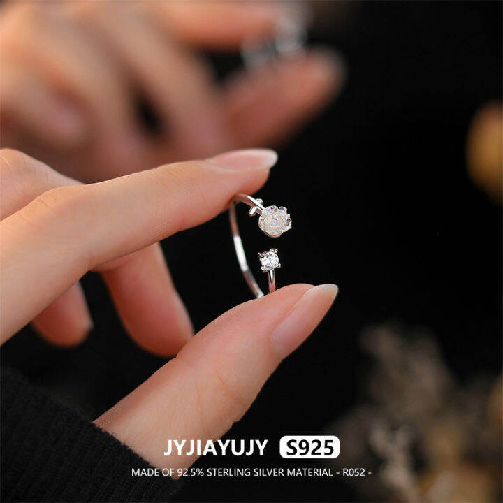 jyjiayujy-แหวน-s925เงินสเตอร์ลิงทั้งหมด100-สินค้าในสต็อกดีไซน์เพทายดอกไม้เปิดขนาดคุณภาพสูงแพ้ง่ายๆเครื่องประดับแฟชั่นใช้ประจำวัน-r052