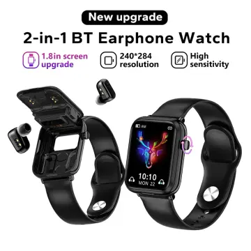 2 in 1 stereo dual bluetooth earphone wireless earbuds and heart rate outlet blood pressure smart watch for ios android