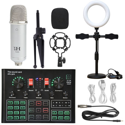Professional Studio Condenser Microphone Bundle WXH1000 Mic Kit with Live Sound Card Wireless Karaoke Bluetooth TikTok Youtube