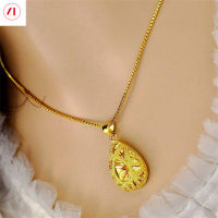 XT เครื่องประดับเกาหลี24K สร้อยคอทองคำชุบ Water Drop Hollow จี้ผู้หญิง