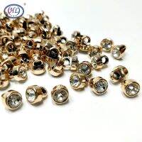 HL 50PCS/lot 6mm/New Plating Buttons With Rhinestones Shank DIY Apparel Sewing Accessories Shirt