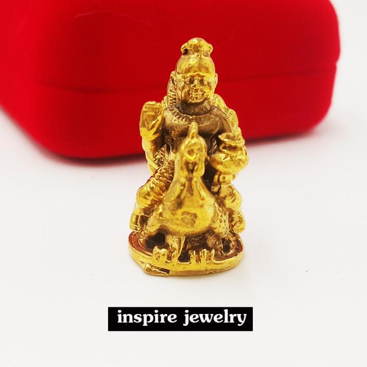 inspire-jewelry-กุมารขี่ไก่ถือถุงทองหล่อทองเหลือง-สูง-3cm