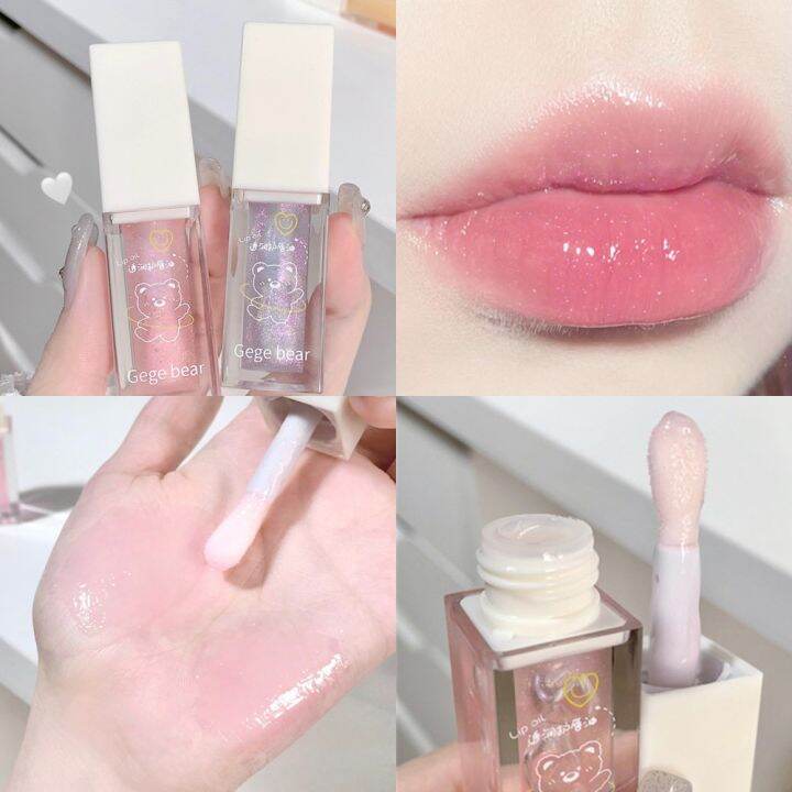 Leach 【Ready Stock】Gege Bear Transparent Lip Care Oil Water Gloss ...