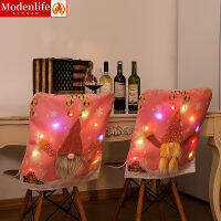 [Modenlife] ปลอกเก้าอี้คริสต์มาสขนาด46 × 50ซม.,ไฟ LED การ์ตูนตกแต่งบ้านห้องรับประทานอาหารความคิดสร้างสรรค์ลายรูดอล์ฟตกแต่งคริสต์มาสเก้าอี้