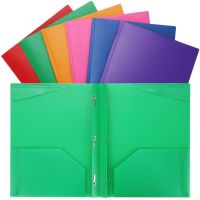 2 6 3 Colorful Office - And Pocket School Prongs) Pack (Assorted Colors Prongs Colored With Plastic Pockets