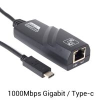 เครือข่าย Lan อีเธอร์เน็ตสายอะแดปเตอร์สีดำ1000Mbps สำหรับ Pc K Laptype-C Usb-C เพื่อ Rj45กิกะบิต