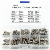 240pcs/box Fastening Thread Insert Set Stainless Steel Repair Tool Insert Kit Spiral Wire Screw Sleeve Wear M3 M4 M5 M6 M8