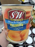 Peach Halves in Syrup เอสแอนด์ดับบลิว(S&amp;W) ลูกพีชในน้ำเชื่่อม 825g.