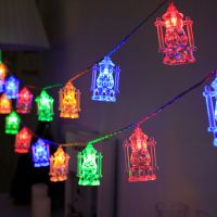 1.5M 10Leds/3M 20Leds Lampu Istana PVC String Cahaya Idul Fitri Baterai Ramadan Dioperasikan untuk Dekorasi Idul Fitri Lampu Lentera Bulan