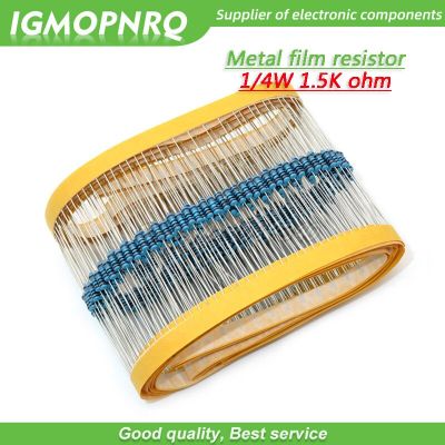 100pcs Metal film resistor Five color ring Weaving 1/4W 0.25W 1% 1K5 1K5 ohm 1K5ohm