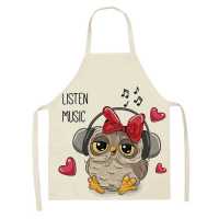 Cartoon Owl Adults Kids Apron BBQ Bib Aprons for Women Cooking Baking Restaurant Kitchen Apron Cartoon Home Cleaning Tools