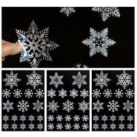 Plastic White Christmas Snowflakes Window Stickers Reusable Self-adhesive Home Decorations Winter Wall Decals for Kids Room