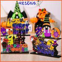 HESONG ดีไอวายเพ้นท์ ตกแต่งโต๊ะฮาโลวีน หัตถกรรมหัตถกรรมหัตถกรรม ทำจากไม้ เครื่องประดับ GNOME บนเดสก์ท็อป ความคิดสร้างสรรค์ในการ การ์ตูนผีฟักทอง อุปกรณ์ตกแต่งถาด ปาร์ตี้ฮาโลวีน