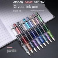 GONUUWGL ปากกาหมึกซึมปากกาเขียนระบายสีความจุมากขนาด0.38มม. อุปกรณ์การเรียนปากกาหมึกปากกาหมึกซึมลูกลื่นโปร่งใส