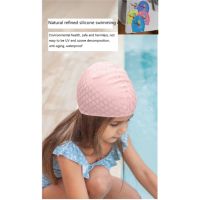 【health】 kids silicone non-retractable swimming cap waterproof cute cartoon swimming cap waterproof PU coat