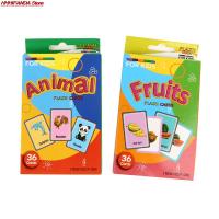 Kids Flash Cards Baby Cognitive Puzzle Cards Educational Toys Matching Game Cartoon Vehicle Animal Fruit Learning Flash Cards Flash Cards