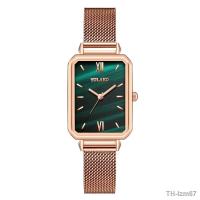 ⌚ นาฬิกา ลมเรียบง่ายนาฬิกาแฟชั่นสตรีสีเขียวขนาดเล็กนาฬิกาสี่เหลี่ยมบุคลิกภาพผู้หญิงดูธุรกิจ wechat