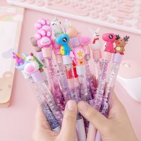 【LZ】❄▽  Kawaii Líquido Quicksand Caneta Gel Dos Desenhos Animados Lantejoulas Decorar Caneta Assinatura Material de Escritório Escolar Papelaria Presente Caneta Neutra