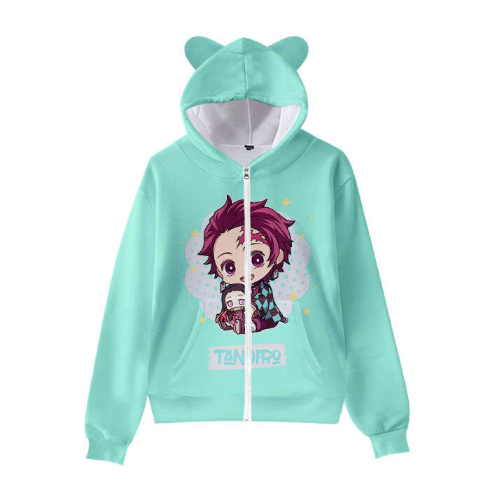 ชุดคอสเพลย์-anime-เสื้อดาบพิฆาตอสูร-ชุดชิโนบุ-demon-slayer-kimetsu-no-yaiba-kids-zipper-hoodie-sweatshirt-cosplay-t-shirt-kamado-shinobu-giyuu-เสื้อชิโนบ