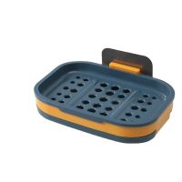 ✙❍♠ Bathroom Kitchen Accessories Anti-Slip Drain Soap Rack Soap Dish Sponge Storage Tray Household Soap Dish
