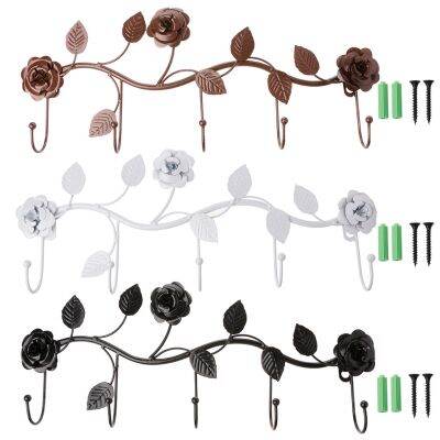 Iron Hooks Vintage Iron Rose Leaves Hook Coat Hat Bag Hanger Organizer Holder Wall Decor