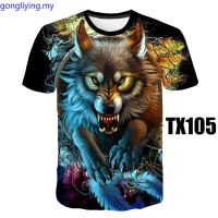 2023 Customized Fashion New 3d printing Mens T-shirt of Animals Wolf and The lion T-shirt of mens cool  short-，Contact the seller for personalized customization