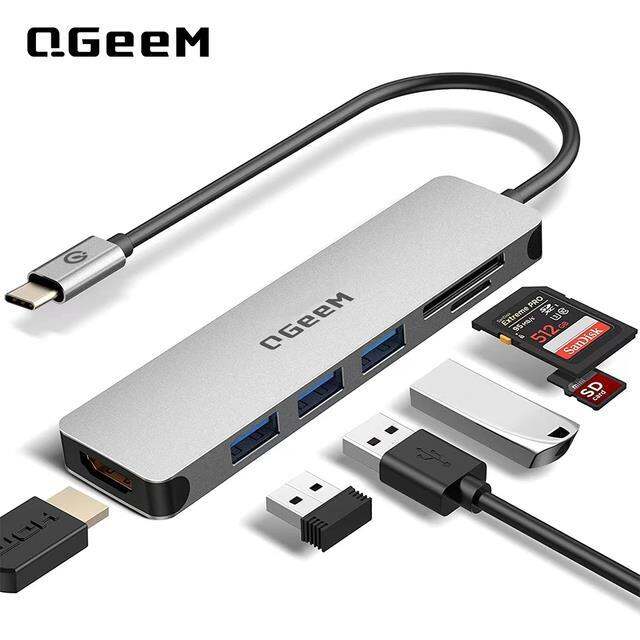 chaunceybi-usb-c-hub-multiport-6-1-aluminum-dongle-with-hdmi-output-3-3-0-ports-sd-tf-card-reader