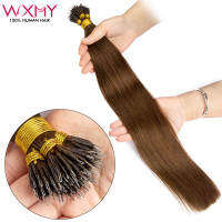 Straight Nano Rings Hair Extension 50Pcs/Set Light Brown Real Fusion Human Hair Extensions 40g 50g Natural Micro Ring Hair Wig  Hair Extensions  Pads