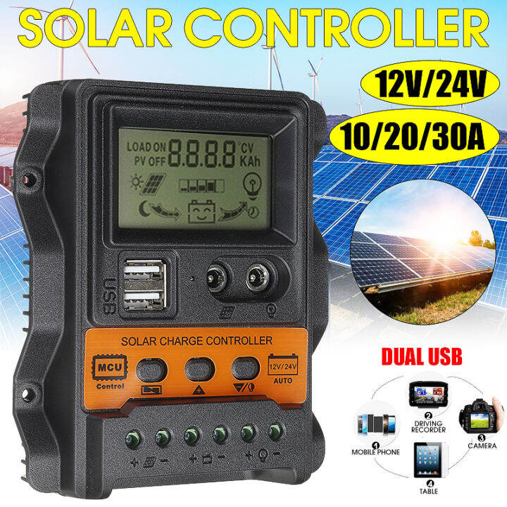 12/24V 30A 20A 10A Auto Solar Charge Controller PWM Controller LCD ...