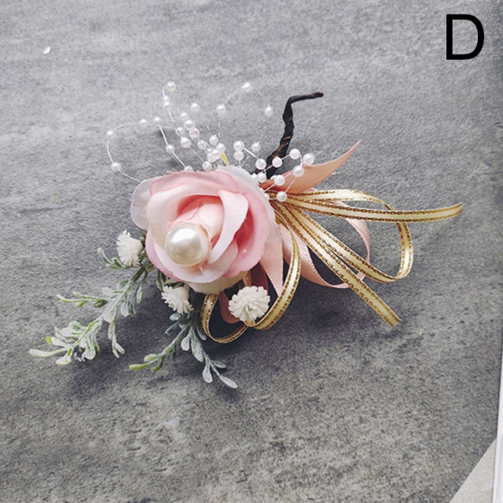 yurongfx-1ชิ้นอุปกรณ์ประกอบฉากสำหรับถ่ายรูปดอกไม้มือริบบิ้นไข่มุกสร้อยข้อมือปาร์ตี้เข็มกลัดช่อดอกไม้-bidesmaids-ตกแต่งที่สวยงามอุปกรณ์แต่งงาน