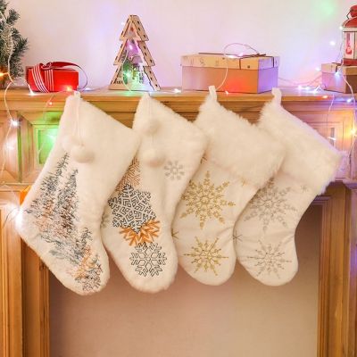 4 PCS Christmas Candy Stocking Gift Bags New Year Fireplace Socks Christmas Decorations for Home Navidad Xmas Tree Decor