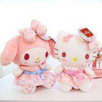 Sanrio คอลเลกชันตุ๊กตาของเล่น Kawaii ลายดอกท้อ,ดอก Mymelody Cinnamoroll Dark Ma Kuromi ตกแต่งตุ๊กตาผ้ากำมะหยี่