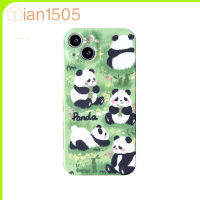 ฝาครอบป้องกันกันลื่นลายการ์ตูนแพนด้าใช้ได้กับ IPhone 15 14 Pro Max 13 12เคสโทรศัพท์มือถือ