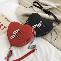 ZZOOI Women Purses And Handbag Fashion Red Love Heart Shape Shoulder Bag Women Chain Crossbody Bag Ladies Purse And Clutch Bag