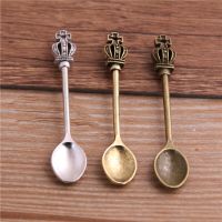 8PCS 11*57mm Three Colors Fashion Vintage Crown Spoon Tableware Pendants Charms For Jewelry Making Charm DIY accessories and others